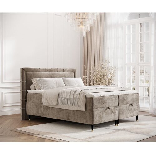Maison de R&amp;ecirc;ve Bež boxspring krevet s prostorom za odlaganje 160x200 cm Voyage &amp;ndash; Slike
