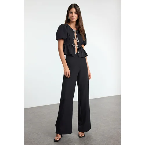 Trendyol Black Woven Bottom Top Set