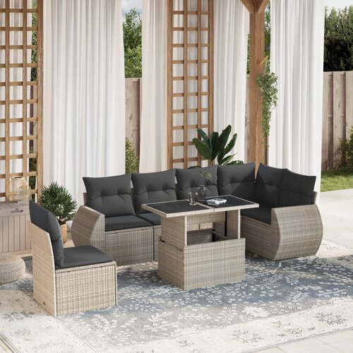 vidaXL 7-dijelni set vrtnih sofa svjetlosivi od poliratana Cijene