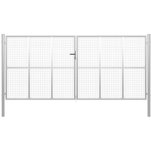 VidaXL Vrtna vrata pocinkano jeklo 415x250 cm srebrna, (20761471) Slike