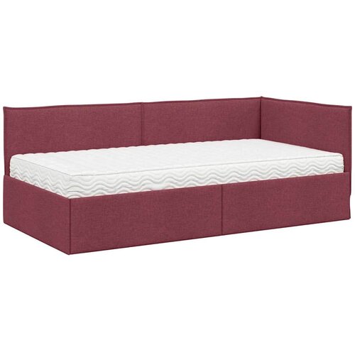  Kutni krevetni okvir s madracem 2 kom. Vinska crvena 100 x 200 cm Slike