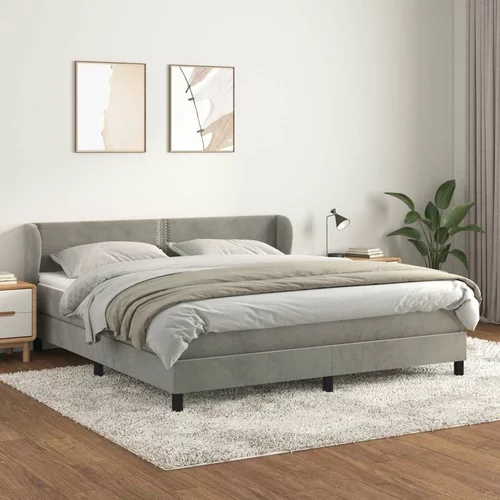  Box spring postelja z vzmetnico svetlo siva 180x200 cm žamet, (20884289)