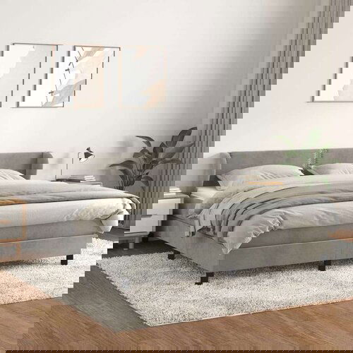 Krevet s oprugama i madracem svjetlosivi 180x200 cm bar&amp;scaron;unasti Slike
