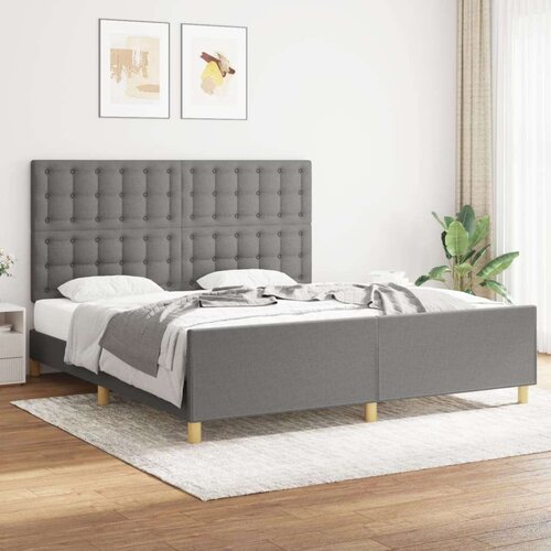  Posteljni okvir z vzglavjem temno siv 160x200 cm blago, (20905932) Slike