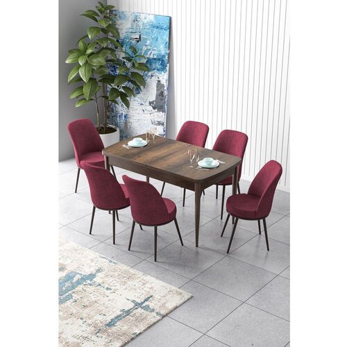 Hanah home Zen - Baroque, Burgundy BaroqueBurgundy Extendable Dining Table & Chairs Set (7 Pieces) Cene