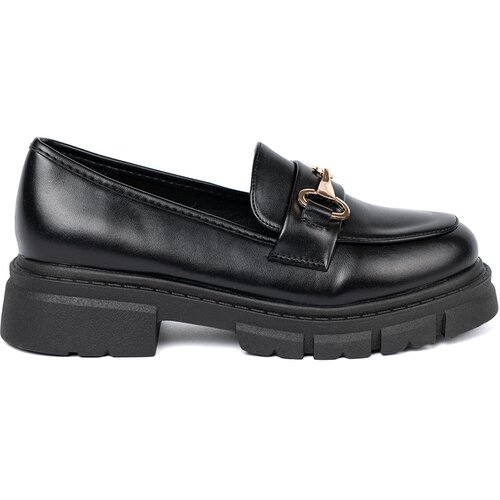 Shelvt Classic black loafers with metal buckle Slike