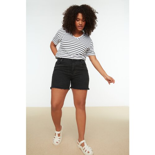 Trendyol Curve Black High Waist Skinny Denim Shorts &amp;amp; Bermuda Slike