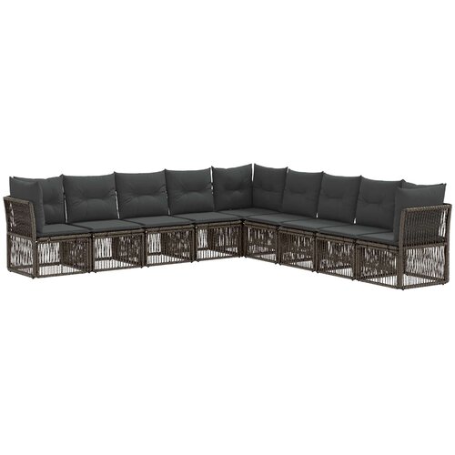 vidaXL Vrtna sedežna garnitura 9 pcs Siva poli ratan, (5000271286) Cene