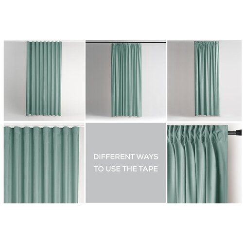 Restilo Svetlo zelena žametna zavesa za delno zatemnitev 140x270 cm Pleat &amp;ndash; Slike