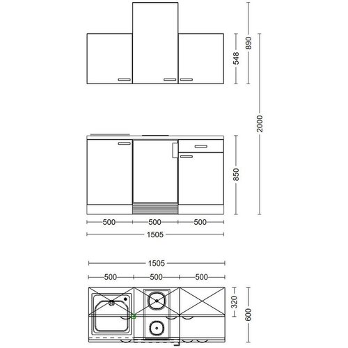 Flex-Well Majhna Kuhinja Z Aparati Nano, Barva Bukve Slike