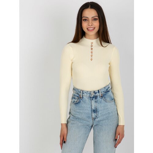 Fashion Hunters Cream fitted ribbed blouse Slike