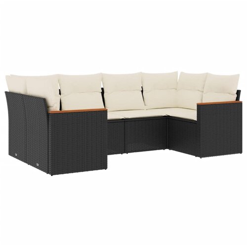Maison Chic Seti vrtnega pohištva - Vrtna garnitura - Vrtni pohištvo set 6-delna z blazinami črna poli ratan, (21805909) Cene