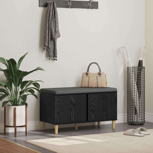  Klupa za hodnik s jastukom s vratima Crni hrast 60 x 38 x 46 cm Cene