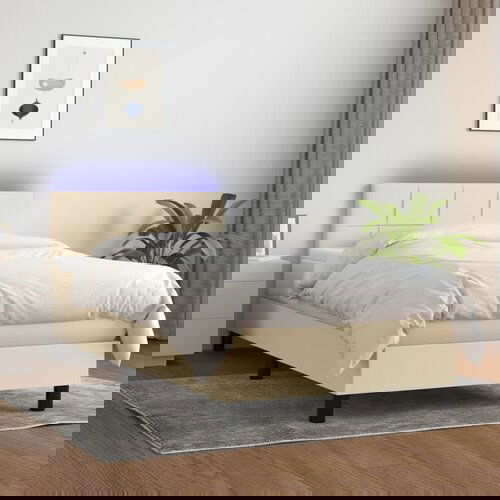vidaXL Krevet box spring s madracem LED krem 80 x 200 cm od tkanine Cijene