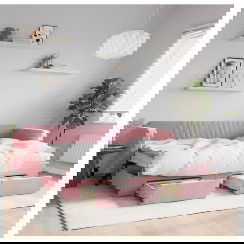 vidaXL Izvlečna dnevna postelja s predali roza 80x200 cm žam Cene