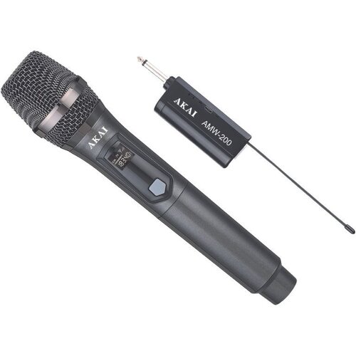 Akai mikrofon bežični dinamički, do 30m, lat.2,5s, punj. baterija, LCD, AMW-200 Cene