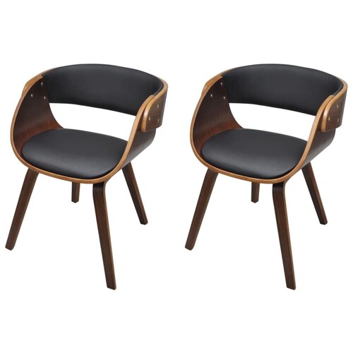 Maison Chic Jedilni stoli - Vzorci stoli 2 kosa rjavi ukrivljen les in umetno usnje A388, (22031866) Slike