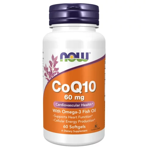 Now Foods Koencim Q10 z omega-3 ribjim oljem NOW, 60 mg (60 mehkih kapsul)