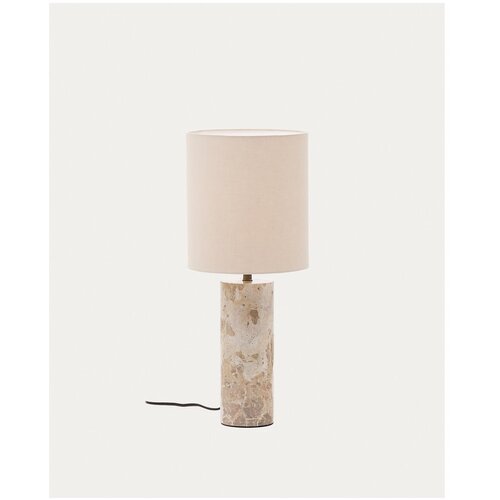 Kave Home Bež mramorna stolna lampa s tekstilnim sjenilom (visina 54 cm) Raze &amp;ndash; Slike