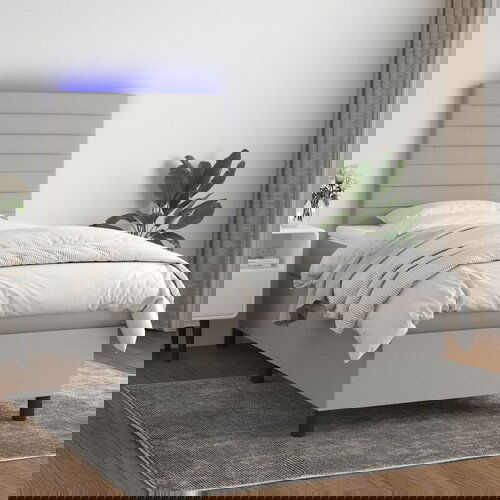 vidaXL Krevet box spring s madracem LED svjetlosivi 90x190 cm tkanina Cijene