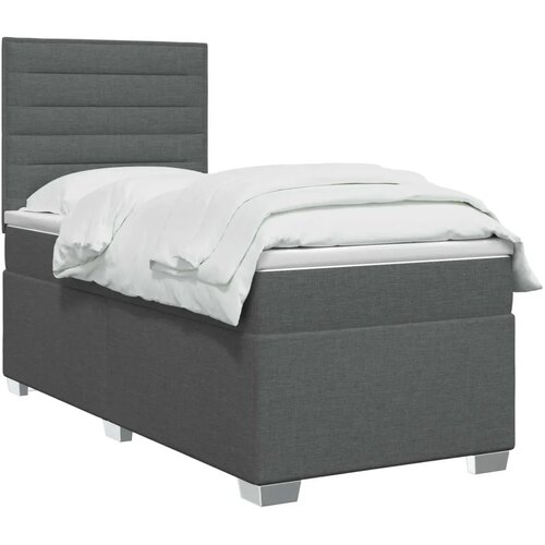  Boxspring krevet s madracem Tamnosiva 90 x 190 cm Tkanina 190 x 90 x 140.5 cm Slike