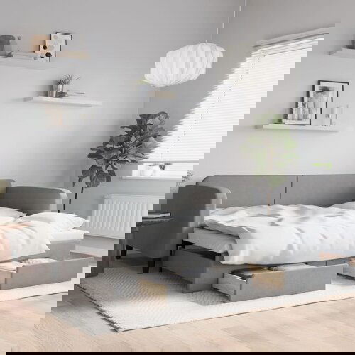 vidaXL Izvlečna dnevna postelja s predali svetlo siva 100x200 cm blago Cene