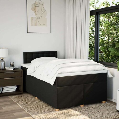 VidaXL Krevet s oprugama i madracem crni 120 x 200cm od tkanine Slike