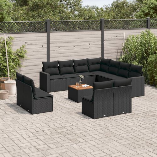  12-dijelni set vrtnih sofa od poliratana s jastucima crni Cijene