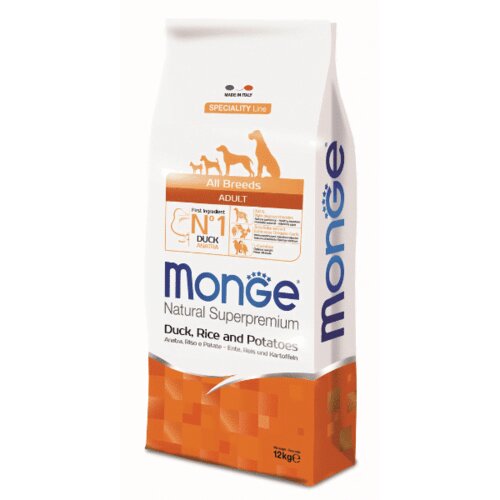 Monge Natural superpremium dog all breeds adult monoprotein duck with rice and potatoes - 12 kg Cene