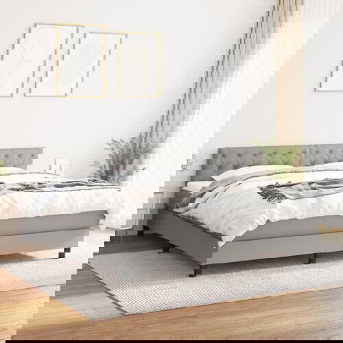 VidaXL Krevet box spring s madracem svjetlosiva 160x200 cm tkanina Slike