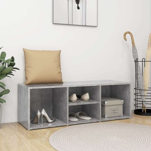  Klupa za spremanje obuće siva boja betona 105x35x35 cm iverica Slike