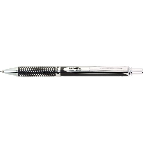 Pentel Gel olovka EnerGel BL407 0,7 mm, crno metalno tijelo, crna tinta Slike
