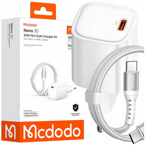 McDodo HITR STENSKI POLNILEC USB TIPA C NAPAJALNIK 30 W + USB-C KABEL 1 M, (5000337897) Slike