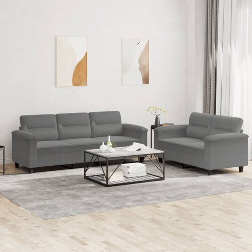 vidaXL 2-dijelni set sofa s jastucima tamnosivi od mikrovlakana Cijene