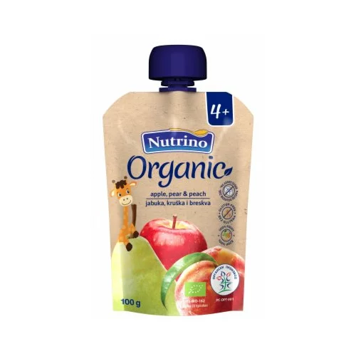 Nutrino Organic kašica hruška, jabolko in breskev 100 g 1040186