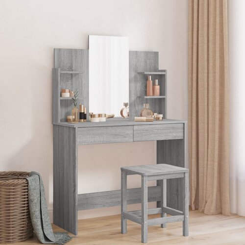 vidaXL Toaletni stolić s ogledalom boja sivog hrasta 96 x 39 x 142 cm Cijene