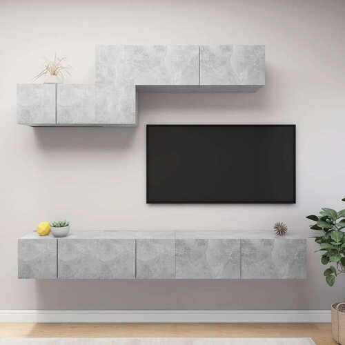  6-dijelni set TV ormarića siva boja betona od iverice Slike