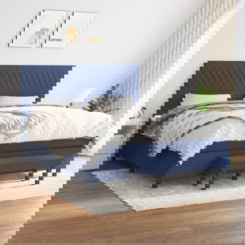  The Living Store Box spring postelja z vzmetnico modra 160x200 cm blago - Box Spring Postelja, (21512166) Slike