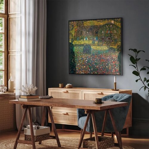  Slika - Gustav Klimt &amp;ndash; Country House on the Attersee Lake 80x80 U crnom drvenom okviru Slike