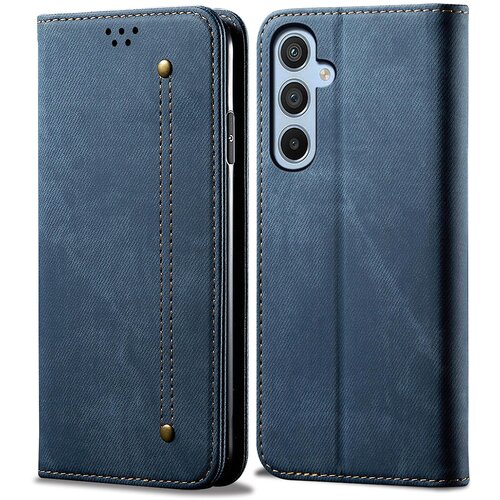 INORCO Za Samsung Galaxy M14 Telefon Ovitek Jeans Tkanina Tekstura Stojalo Flip Shell PU usnjena denarnica, (22036116) Slike
