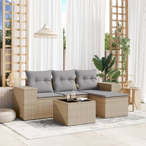  5-dijelni vrtni set sofa s jastucima bež od poliratana Cijene
