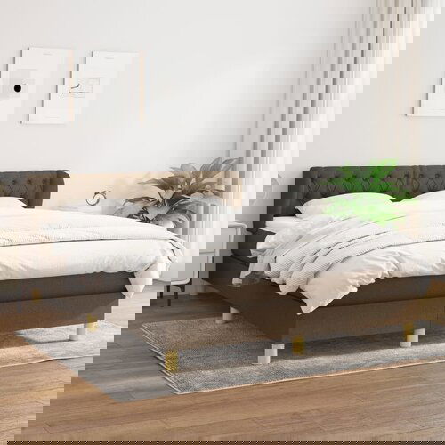 vidaXL Box spring postelja z vzmetnico temno rjava 140x200 cm blago Cene