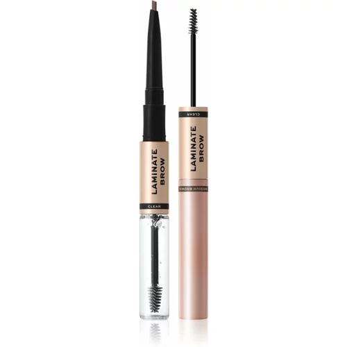 Makeup Revolution Laminate Brow svinčnik in gel za obrvi odtenek Medium Brown 2.1 g