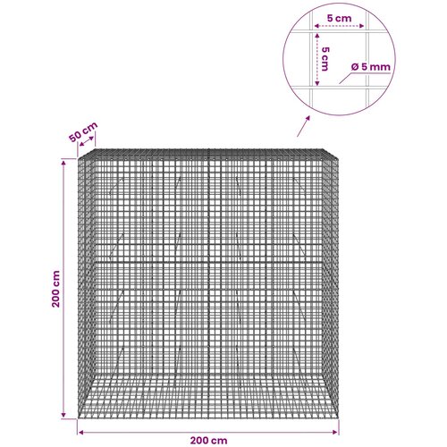  Gabion s 5 mm žicom i mrežom 5x5 cm 200x50x200 cm Slike