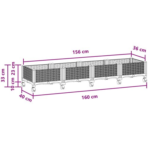  Vrtni saksija s kotačima Smeđa 160 x 40 x 29 cm PP Slike