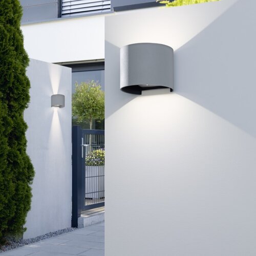 Starlux LED ZUNANJA STENSKA SVETILKA UMEA (8 W, 525 lm, 3.000 K, IP54, d 11,6 x š 13,6 x v 10 cm, okrogla, siva) Cene