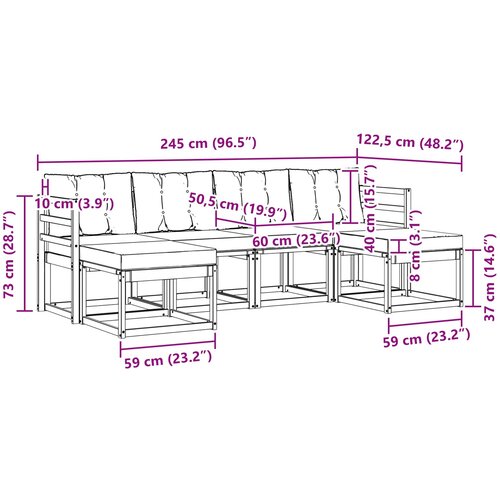  Set vanjskih sofa 6 kom. Prirodna i bež Smeđa 245 x 122,5 x 73 cm Slike