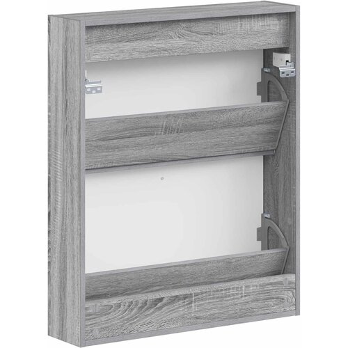  Ormar za cipele na zidu ZWOLLE 71 x 17 x 86 cm Siva Sonoma Slike