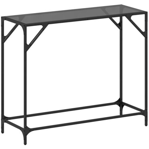 Maison Chic konzolna miza - miza ob steni s črno stekleno površino 98x35x81 cm jeklo, (21786579) Cene