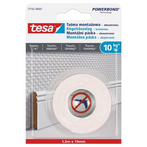 Tesa Montažni trak za tapete in omet Tesa (1,5 m x 19 mm, bel) Cene